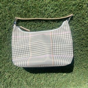 Ralph Lauren Handbag Purse Satchel Plaid Fabric Brown Cream Pink Medium